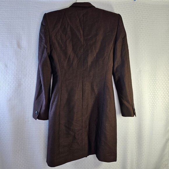 Escada Margaretha Ley Brown Pinstripe Button-Up Wool Mohair suit dress - Picture 9 of 15